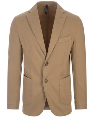 RUSSO CAPRI Oxford Button Blazer - Natural