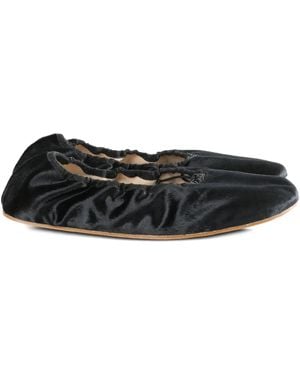 The Row Velvet Ballet Flats - Black