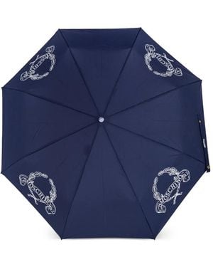 Moschino Paraplu Met Grafische Print Enlogodetail - Blauw