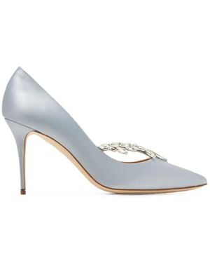 Manolo Blahnik Nadira Crystal-Embellished Satin Court Shoes - White