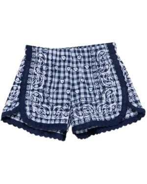 ORSINA Shorts A Cuadros Gingham Con Motivo De Bandana - Azul