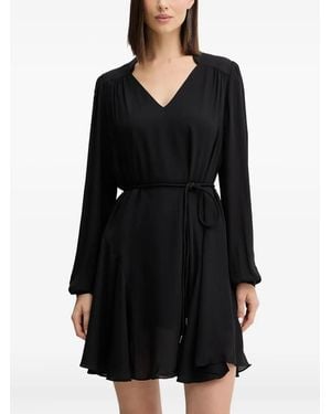 Guess V-Neck Tie Mini Dress - Black
