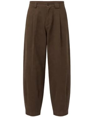 Officina 36 Pleated Straight-Leg Pants - Brown