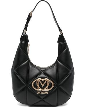 Love Moschino Quilted Logo-Plaque Shoulder Bag - Black