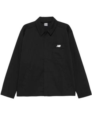 New Balance Logo-Embroidered Shirt Jacket - Black
