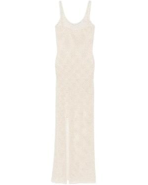 from bikini Crochet-Knit Side-Slit Maxi Dress - White