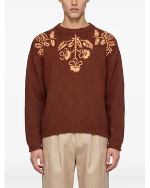 BAZISZT Bestickter Pullover - Braun
