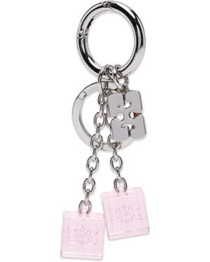 Ganni Logo-Plaque Dice Keyring - Pink
