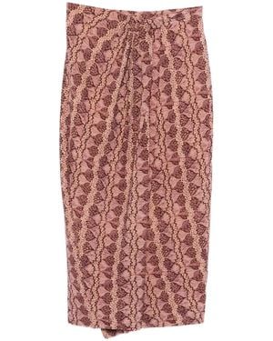 Antik Batik Falda Midi Dalila Con Estampado Floral - Rojo