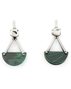 Plan C Half Moon Geometric Drop Earrings - Green