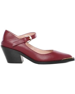 Coccinelle Buckle Strap Leather Pumps - Red