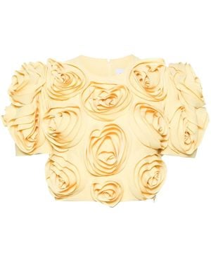 Viktor & Rolf Rose-Appliqué Cropped Top - Metallic