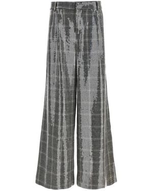 retroféte Fleur Sequin-Embellished Checked Pants - Gray