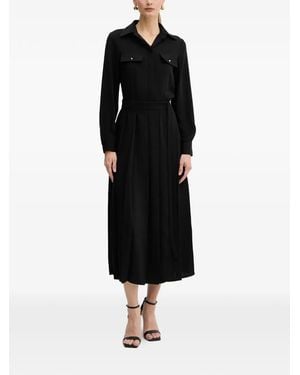 Liu Jo Pleated Shirt Midi Dress - Black