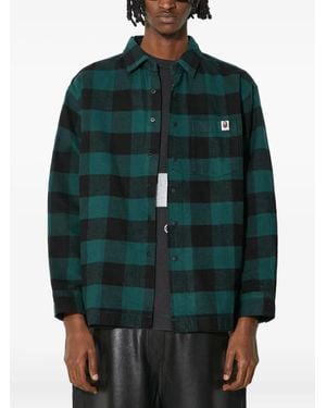 A Bathing Ape Geruit Overhemd Met Logodetail - Groen