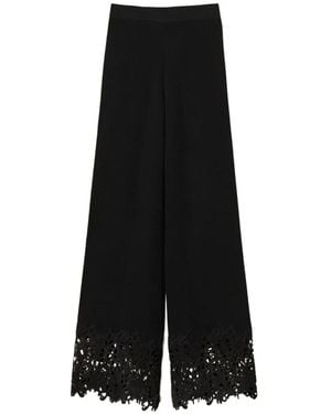 Twinset Lace-Hem Straight Trousers - Black