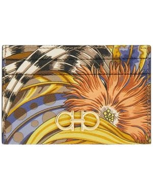 Ferragamo Floral Logo Card Holder - Yellow