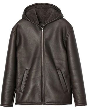 Sandro Kapuzenjacke Aus Shearling - Schwarz