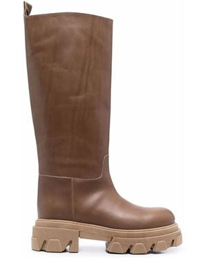 P.A.R.O.S.H. Ridged Leather Boots - Brown