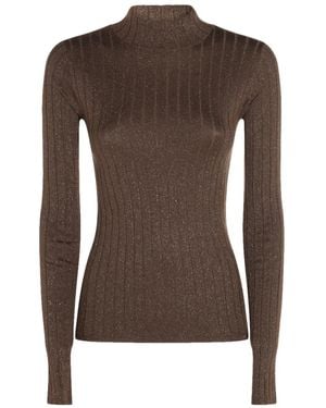 Brunello Cucinelli Ribbed High-Neck Jumper - Brown