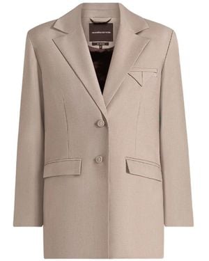 Manière De Voir Harriet Oversized Open Back Tailored Blazer Taupe - Natural