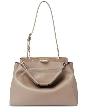 Fendi Medium My Peekaboo Leather Handbag - Natural