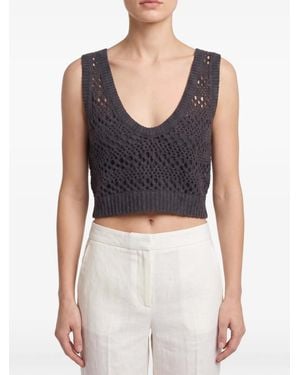 Brunello Cucinelli Openwork-Knit Top - Blue