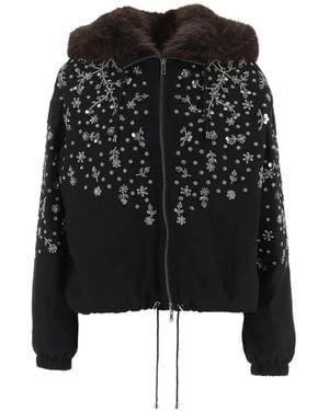 Stella McCartney Embellished Faux-Fur-Trim Jacket - Black