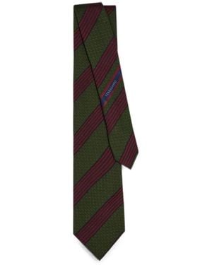 Ferragamo Regimental Gancini Silk Jacquard Tie - White