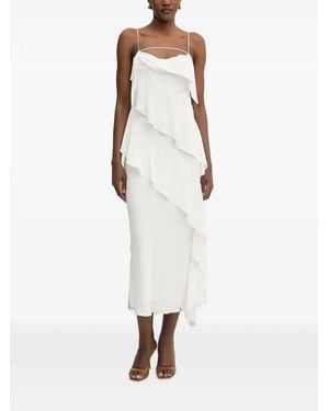 Patrizia Pepe Ruffled Asymmetric Midi Dress - White