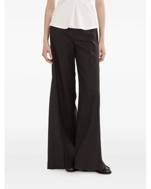Nissa Wide-Leg Linen Trousers - Black
