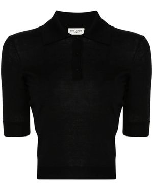 Saint Laurent Wool Blend Polo Shirt - Black