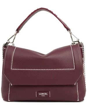 Lancel Medium Leather Flap Tote Bag - Purple