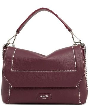 Lancel Medium Leather Flap Tote Bag - Purple