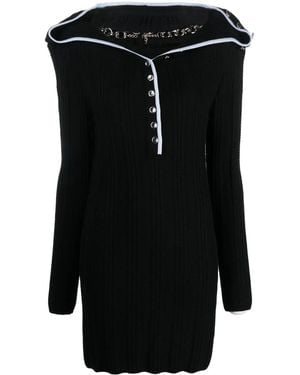 Y. Project Ruffle-Collar Merino Wool Minidress - Black