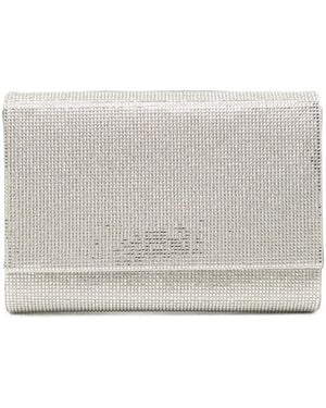 Rene Caovilla Crystal-Embellished Chain-Strap Clutch Bag - Grey