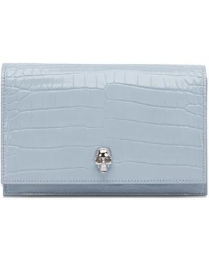McQueen Bolso de mano Skull pequeño con relieve de piel de cocodrilo - Azul