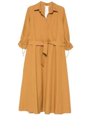 Max Mara Mirto Belted Ruffled Dress - Natural