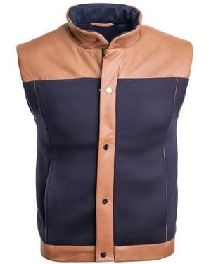 Manrico Cashmere Panelled Vest - Blue