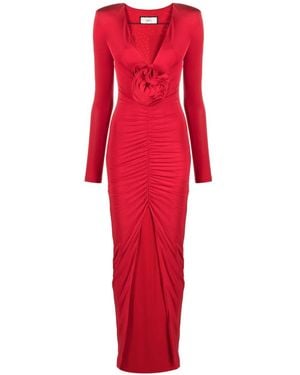 Nissa Floral-Detailing Maxi Dress - Red