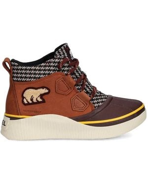 Sorel Out N About Houndstooth-Pattern-Detail Boots - Brown