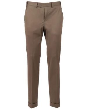 PT Torino Flap-Pocket Turn-Up Trousers - Grey