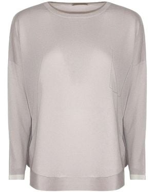 Purotatto Patch-Pocket Round-Neck Jumper - White