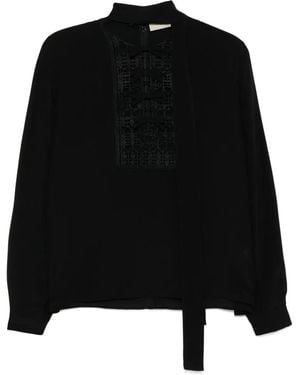 Elie Saab Seidenbluse Mit Makramee-Effekt - Schwarz