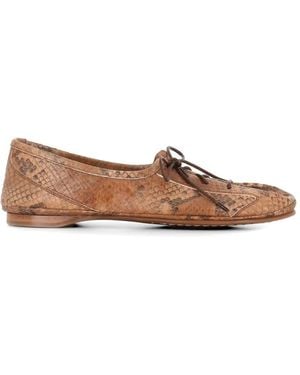 Alexander Hotto Snakeskin-Print Slippers - Brown