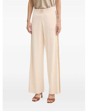 Elisabetta Franchi Side-Stripe Logo-Patch Trousers - Natural