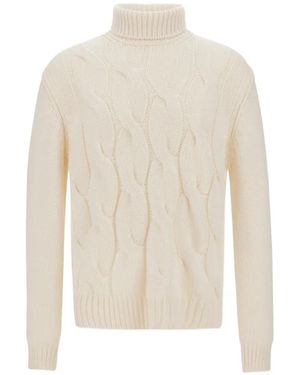 Herno Rollkragenpullover Mit Zopfmuster - Weiß