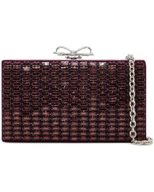 Self-Portrait Burgundy Chainmail Clutch Bag - Purple