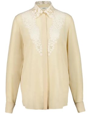Fendi Lace-Trimmed Silk Shirt - White