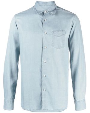 Officine Generale Button-Up Lyocell Shirt - Blue